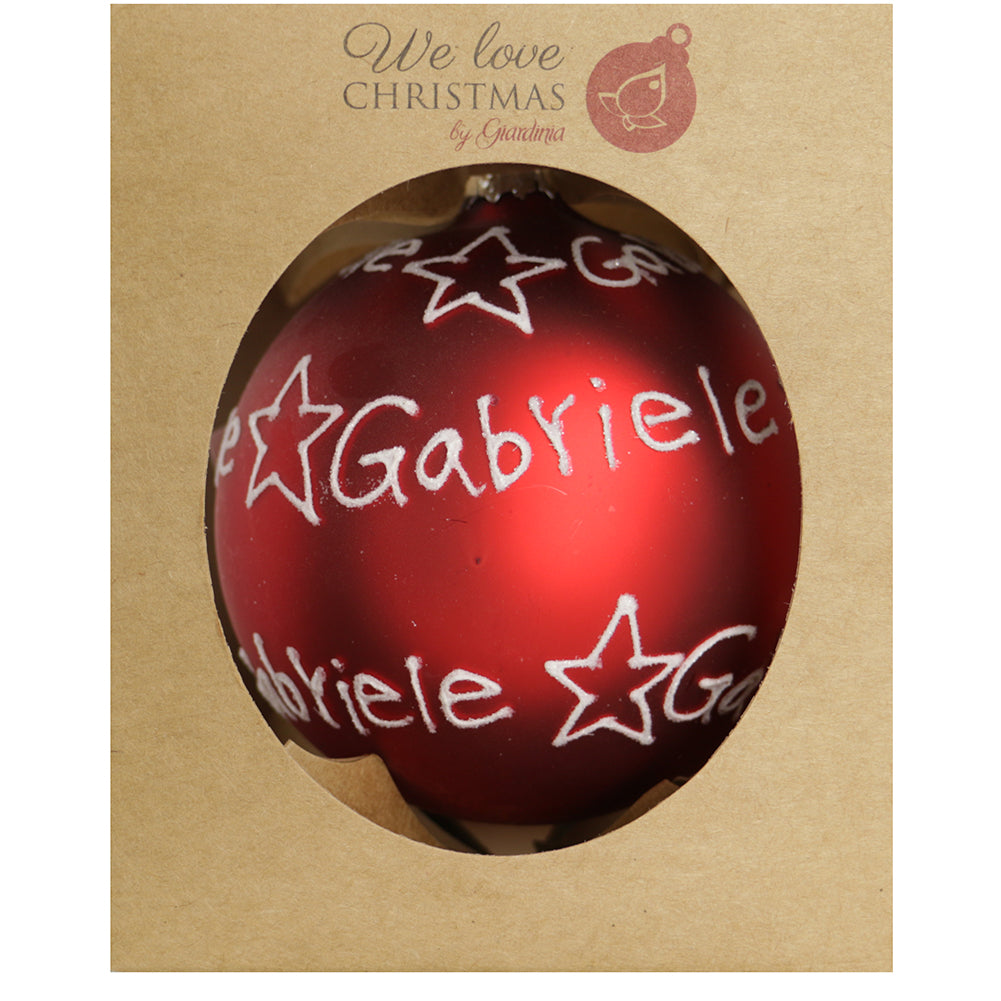 Pallina di Natale in vetro 10cm Rosso opaco scritta Gabriele 1