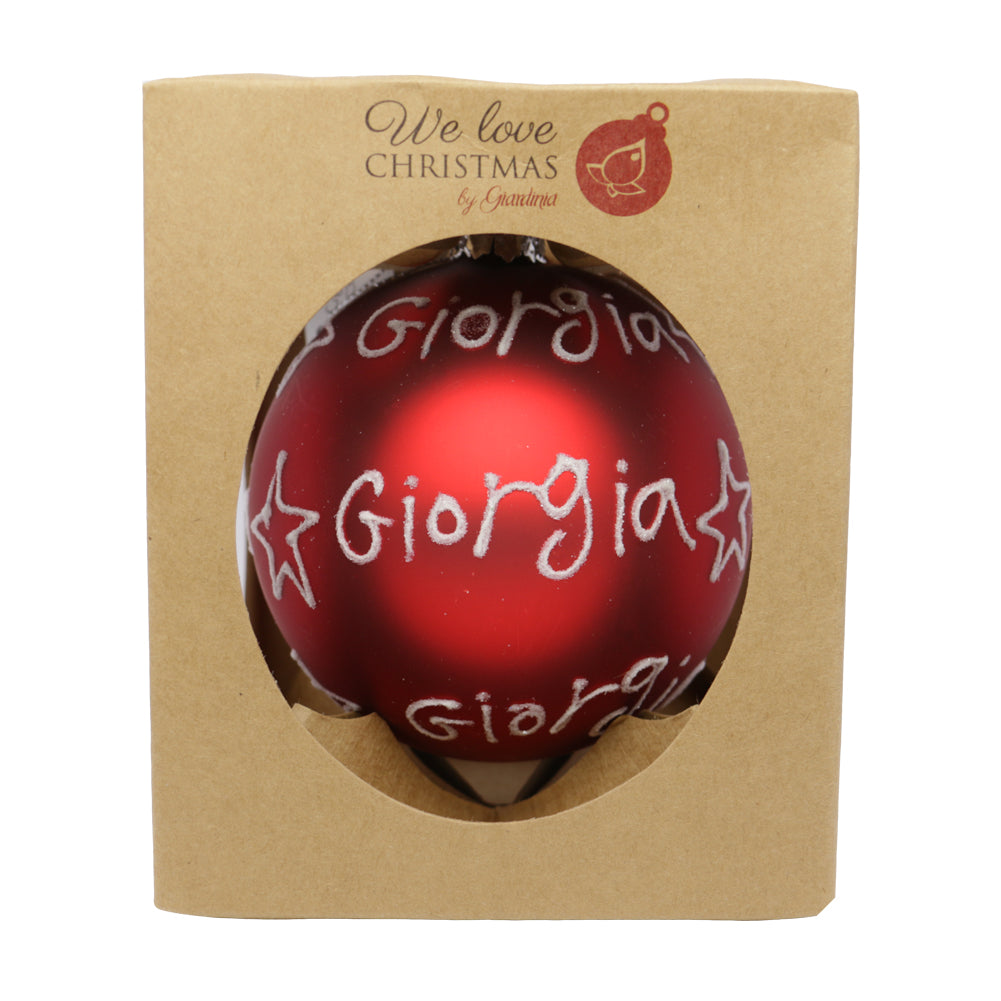 Pallina di Natale in vetro 10cm Rosso opaco scritta Giorgia 1