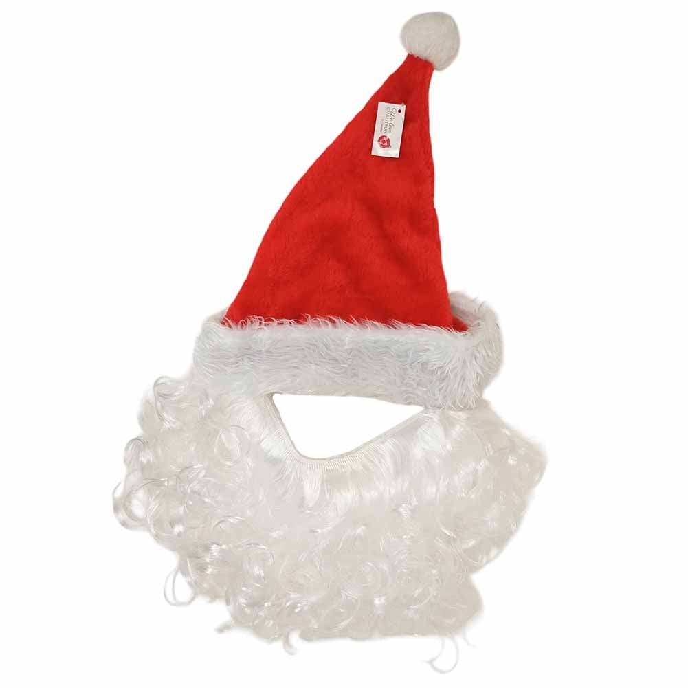 Cappello Babbo Natale con barba riccia 1