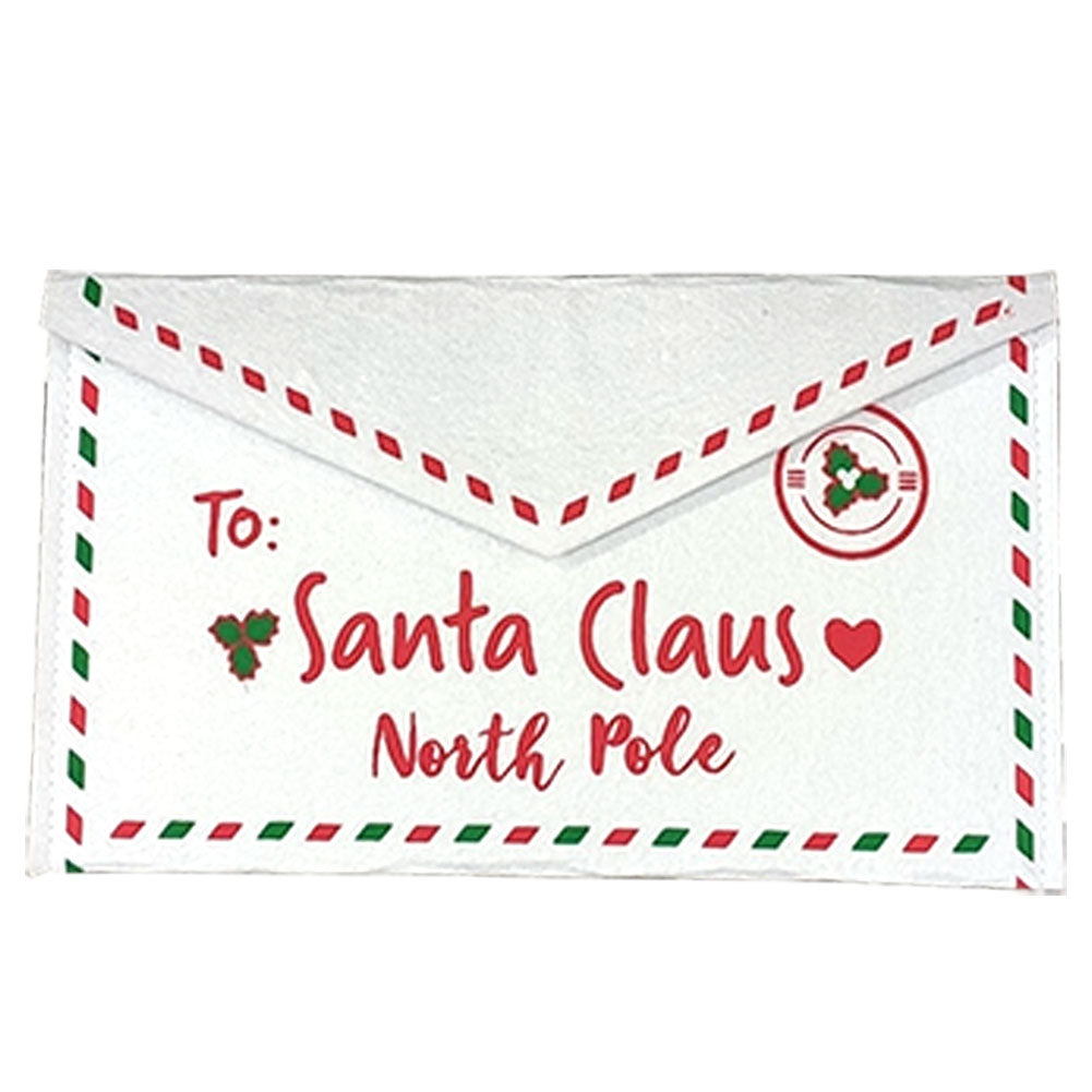 Busta porta letterina natalizia in feltro bianca con scritta 26x17cm 1