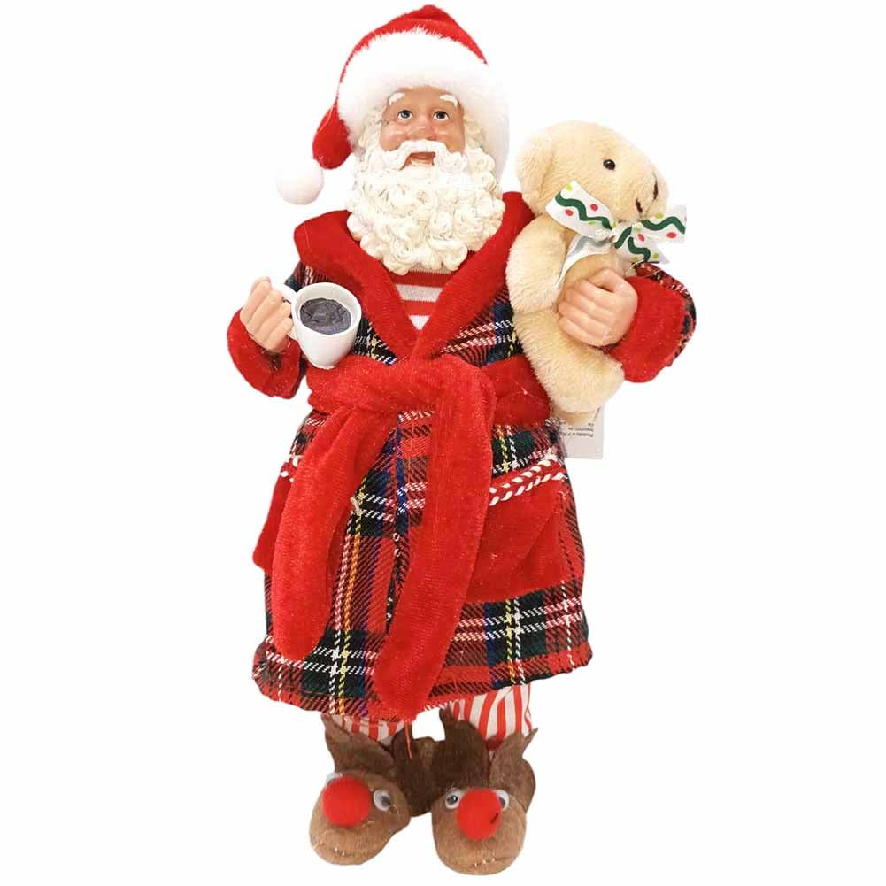 Babbo Natale da collezione in vestaglia con tazza 28cm 1