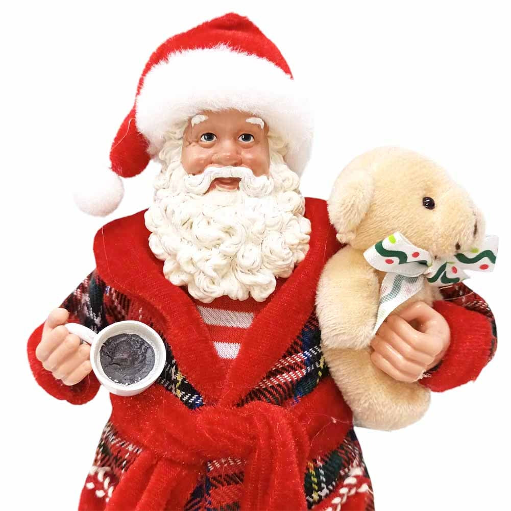 Babbo Natale da collezione in vestaglia con tazza 28cm 2