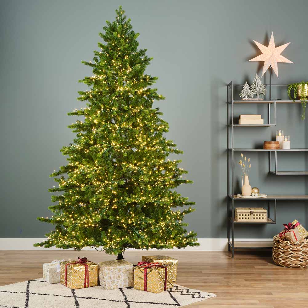 Albero di Natale Illuminato Abete Courmayeur 210cm 4000Led bianco caldo 4