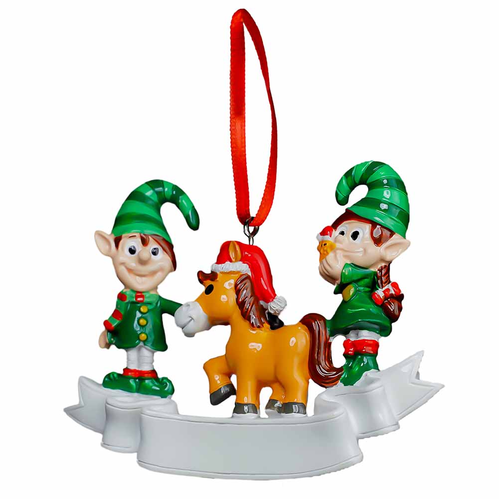 Pendente personalizzabile Due Elfetti con cavallo Elfidea 1