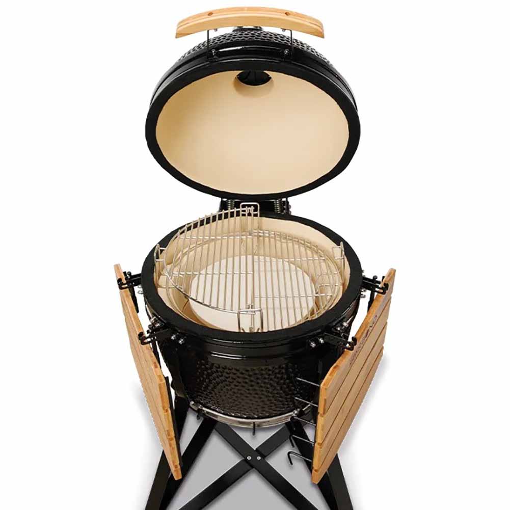 Kamado Bono Media Barbecue Kamado 52 cm Nero con Sistema di Cottura Dual Zone 3