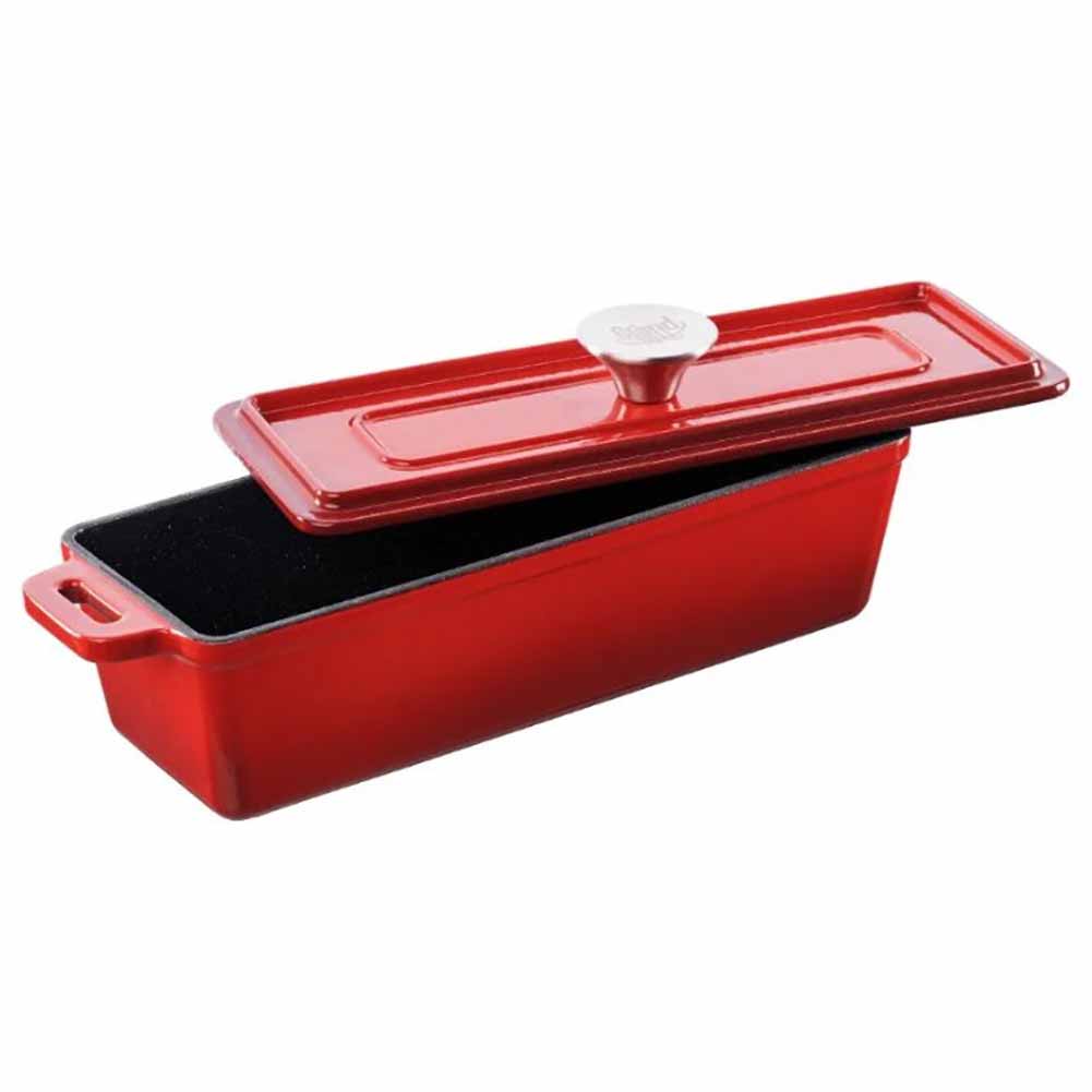 Teglia Grand Feu in ghisa smaltata con coperchio rossa 1,7 L 4