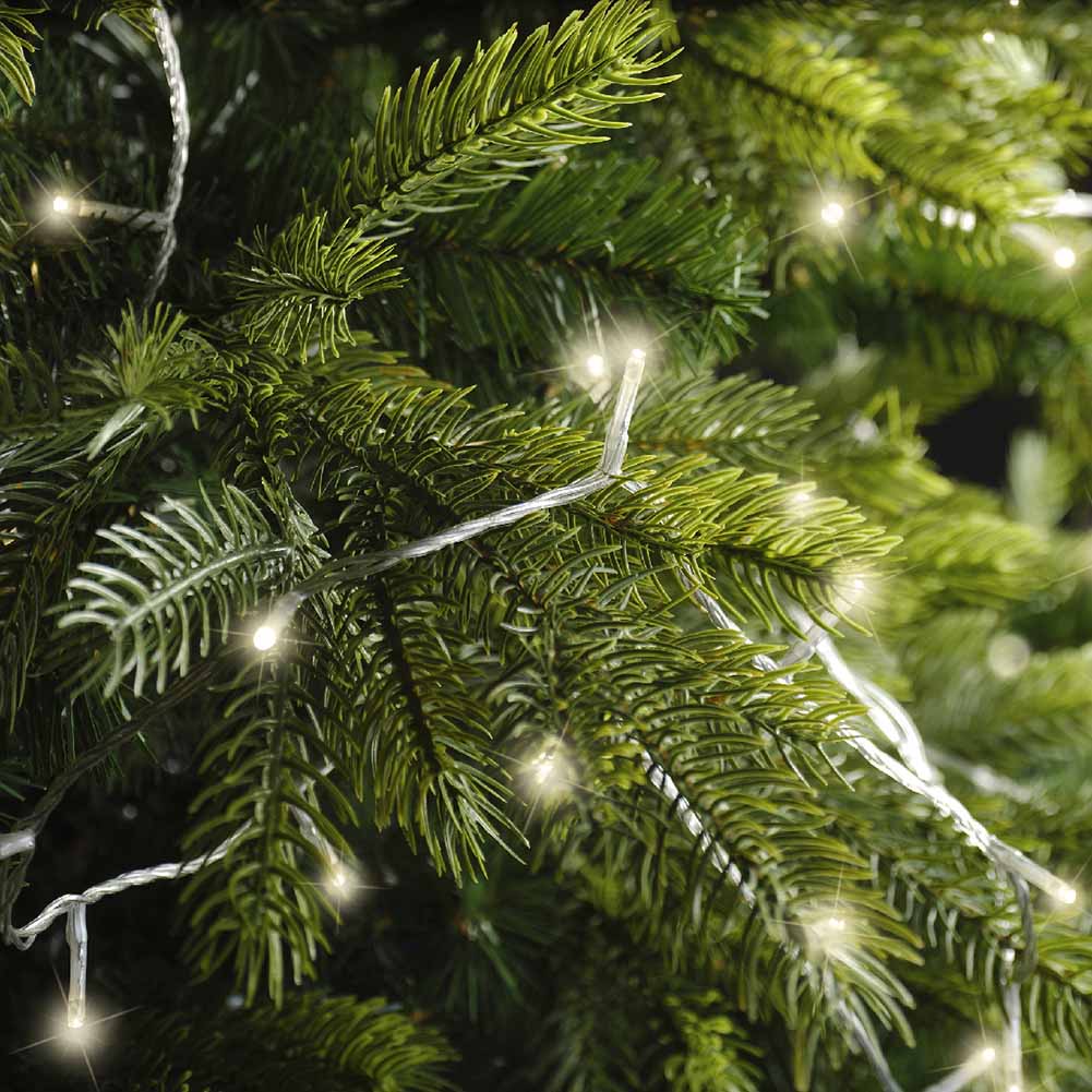Catena luminosa a batteria 192 led luce calda filo trasparente con giochi di luce 14,3m 3