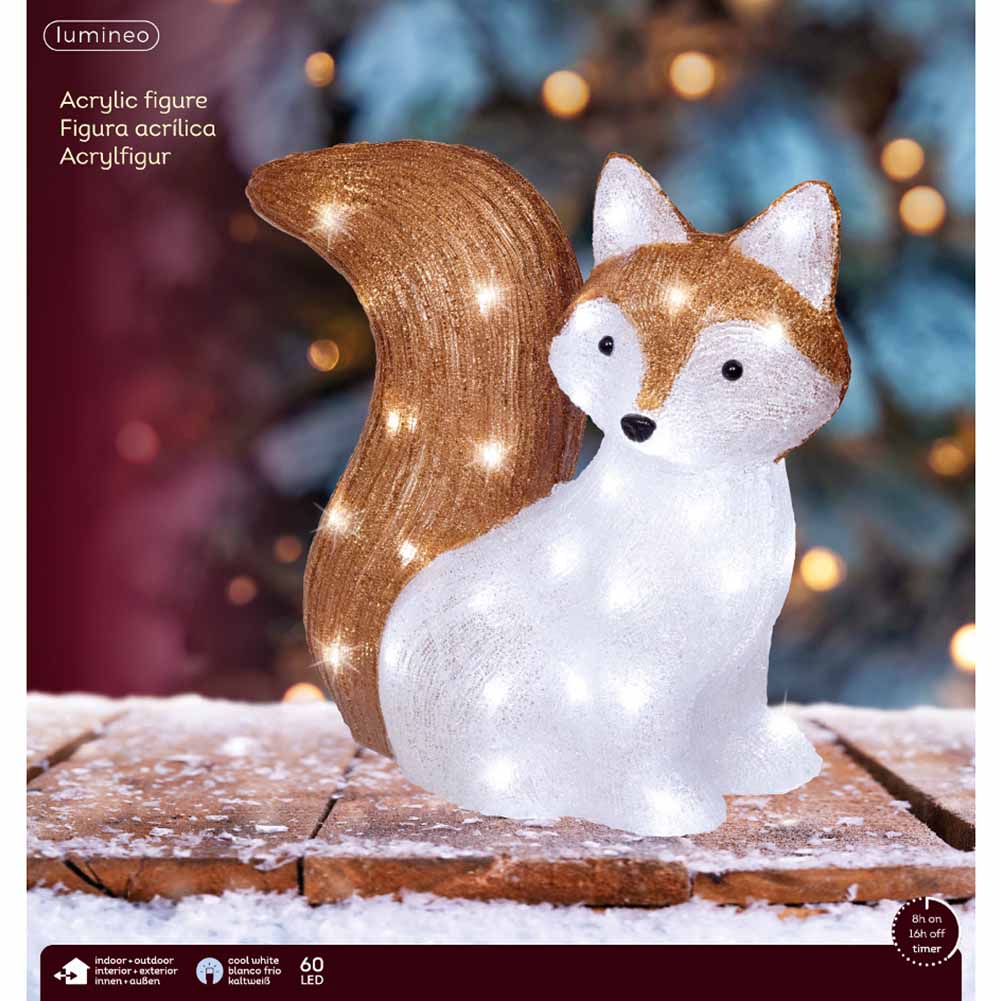 Figura luminosa Volpe 60 led bianco ghiaccio 37cm 1
