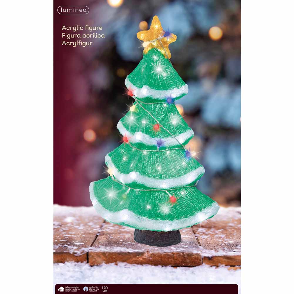 Figura luminosa Albero di Natale con stella 120 led bianco ghiaccio 56cm 1