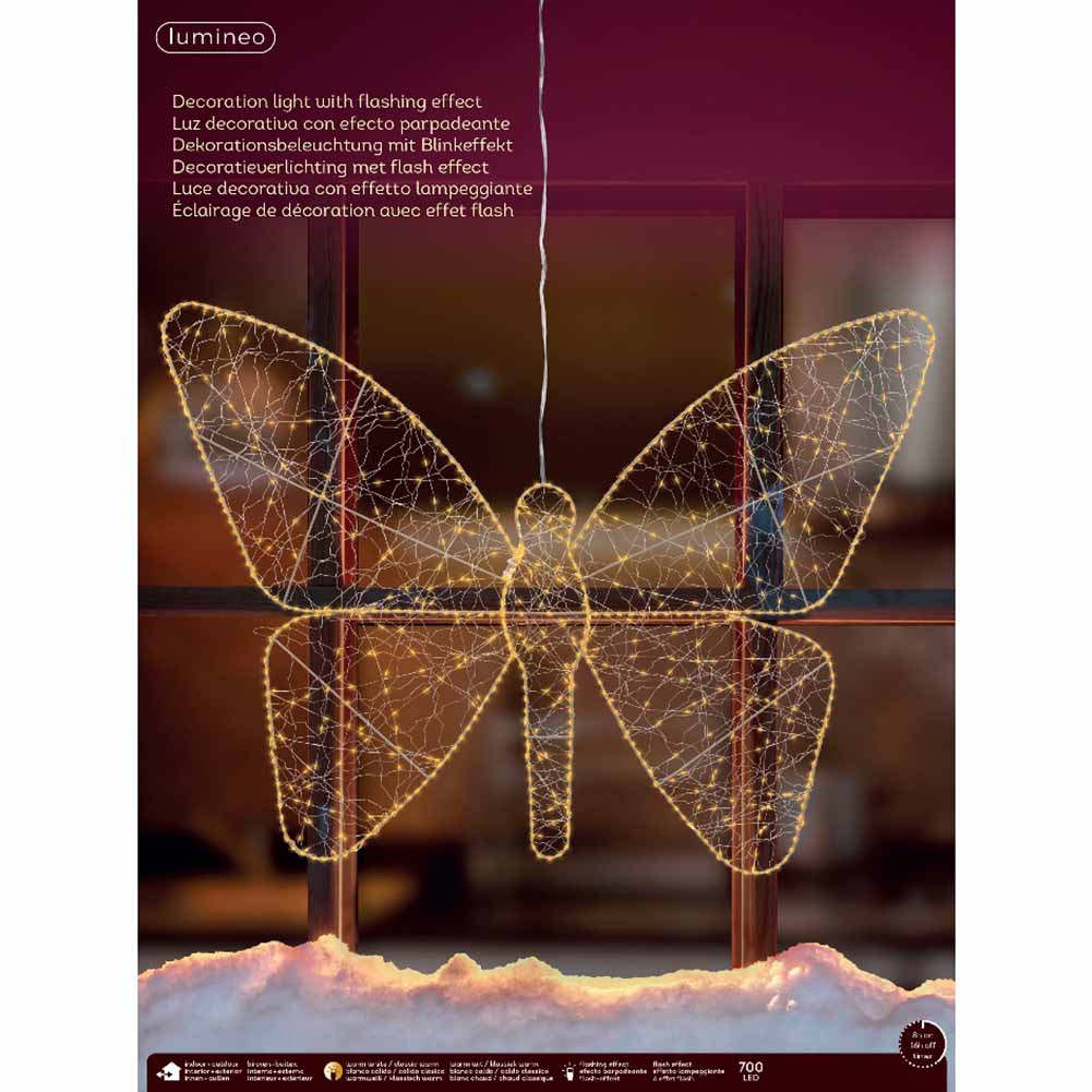 Figura luminosa Sagoma Farfalla 700 micro led luce calda classica 98x77 cm 1