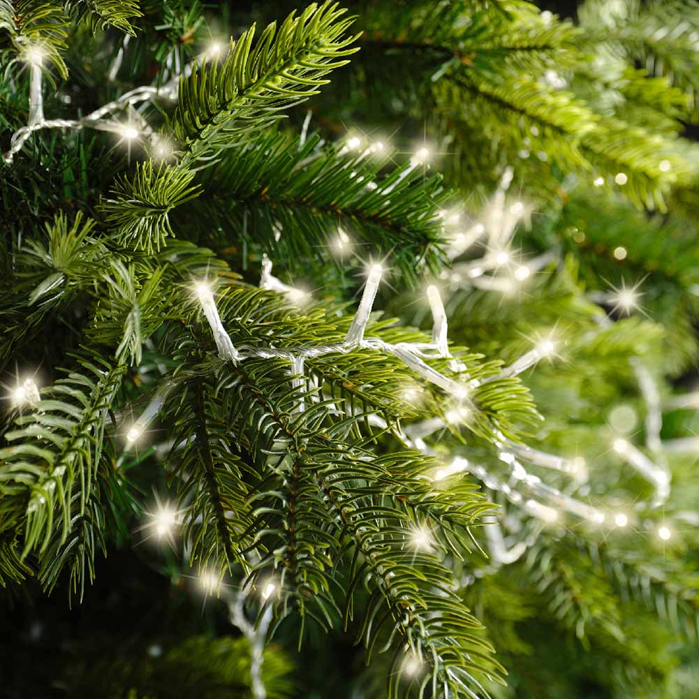 Catena luminosa 600 led compact sparkle lights luce calda filo trasparente 18m 2