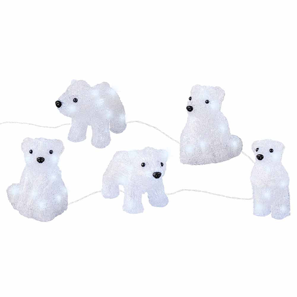 Figura luminosa a batteria 5 orsetti polari 70 led luce bianco ghiaccio h11cm 2