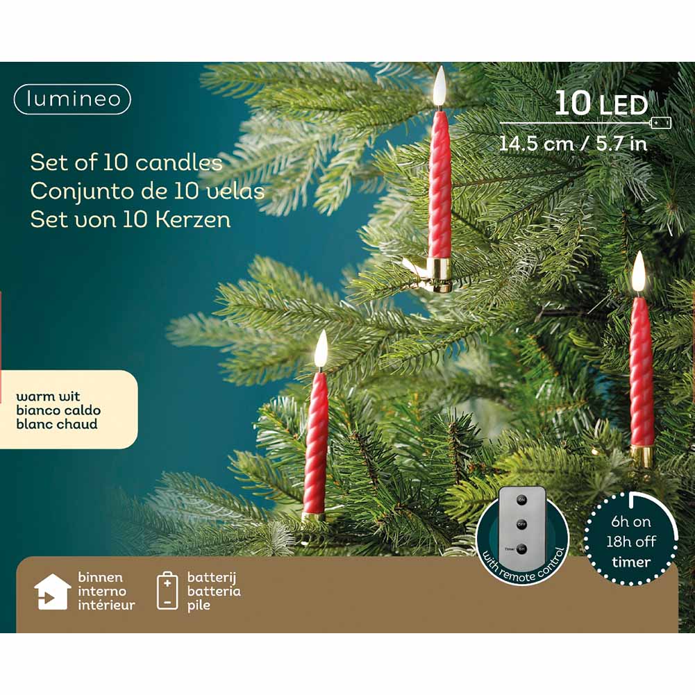Candeline rosse led a batteria per Albero di Natale 10 pezzi con clip e telecomando 1