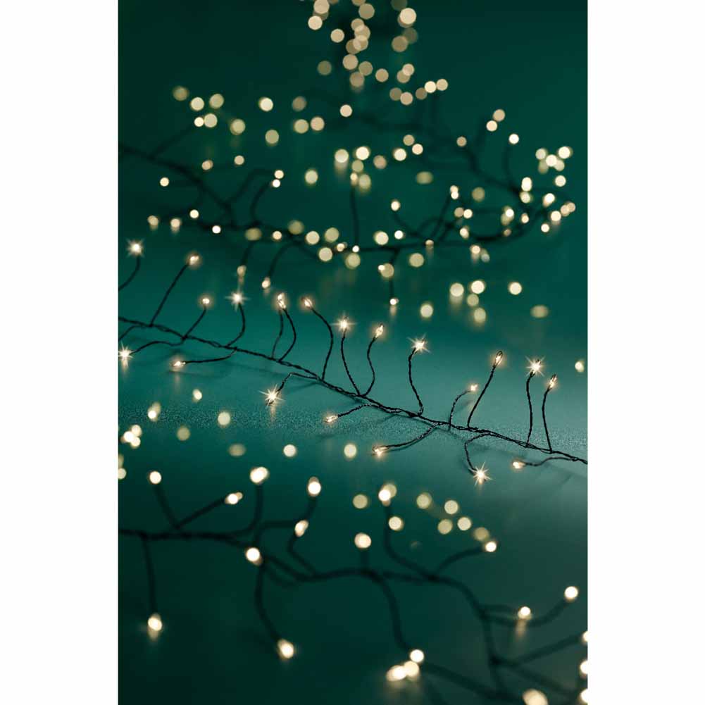 Catena luminosa 1440 Micro led compact luce calda filo nero con giochi di luce 18 m 2
