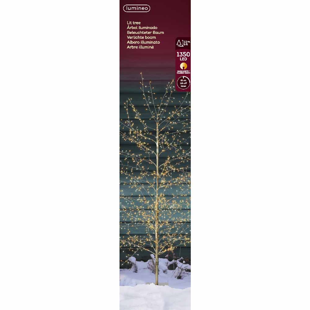 Figura luminosa Albero Stilizzato oro 1350 Micro led luce calda classica 150cm 1