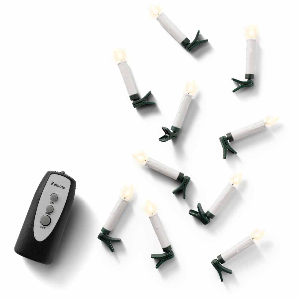 Candeline bianche led a batteria per Albero di Natale 10 pezzi con clip e telecomando 2
