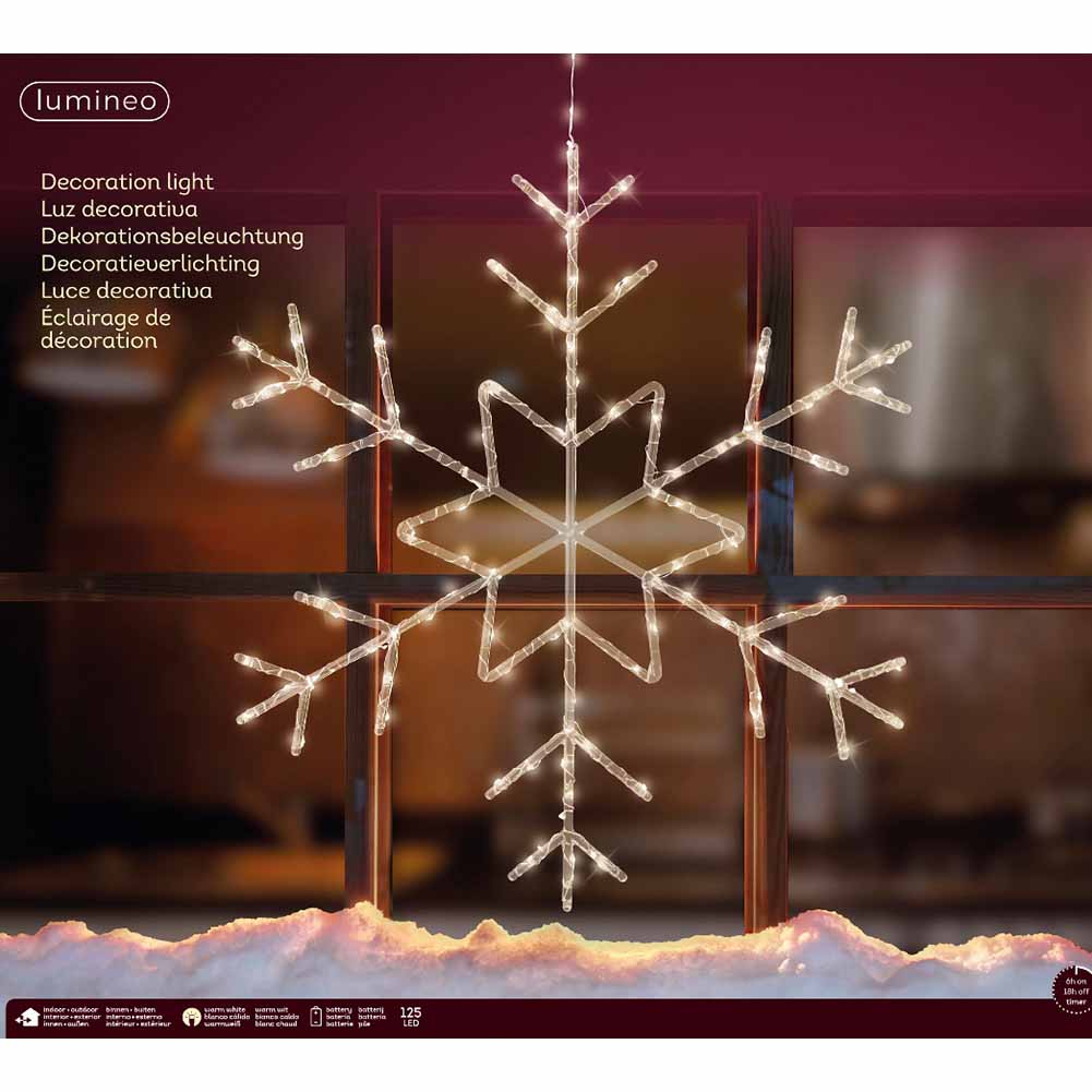 Figura luminosa a batteria Fiocco di neve 125 Micro led luce calda 60x53 cm 1