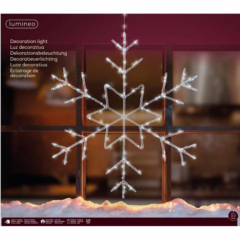 Figura luminosa a batteria Fiocco di neve 125 Micro led bianco ghiaccio 60x53 cm 1