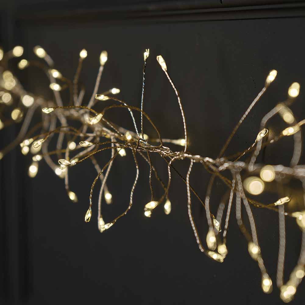 Catena luminosa Cluster 480 micro led luce calda filo argento con giochi di luce 3m 2