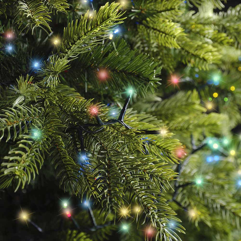 Catena luminosa 2000 led compact multicolor filo verde con giochi di luce 45m 3