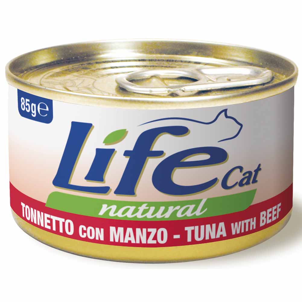 Life Cat Natural Tonnetto e Manzo cibo umido per gatti adulti 85g 1