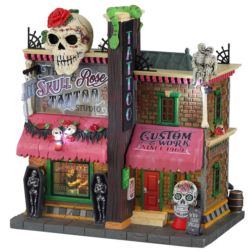 The Skull And Rose Tattoo Studio Spooky Town Lemax Cod 15751 1