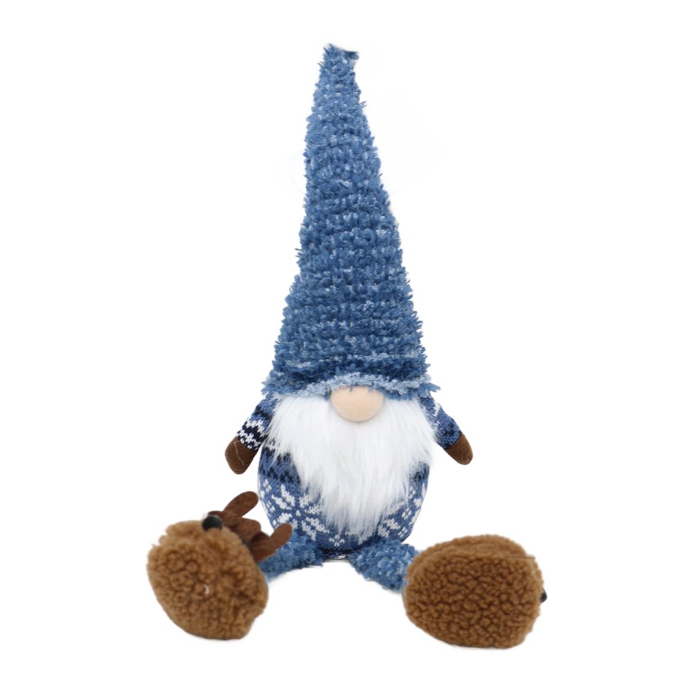 Gnomo di Natale gambe molli blu con maglione nordico We Love Christmas 50 cm 1