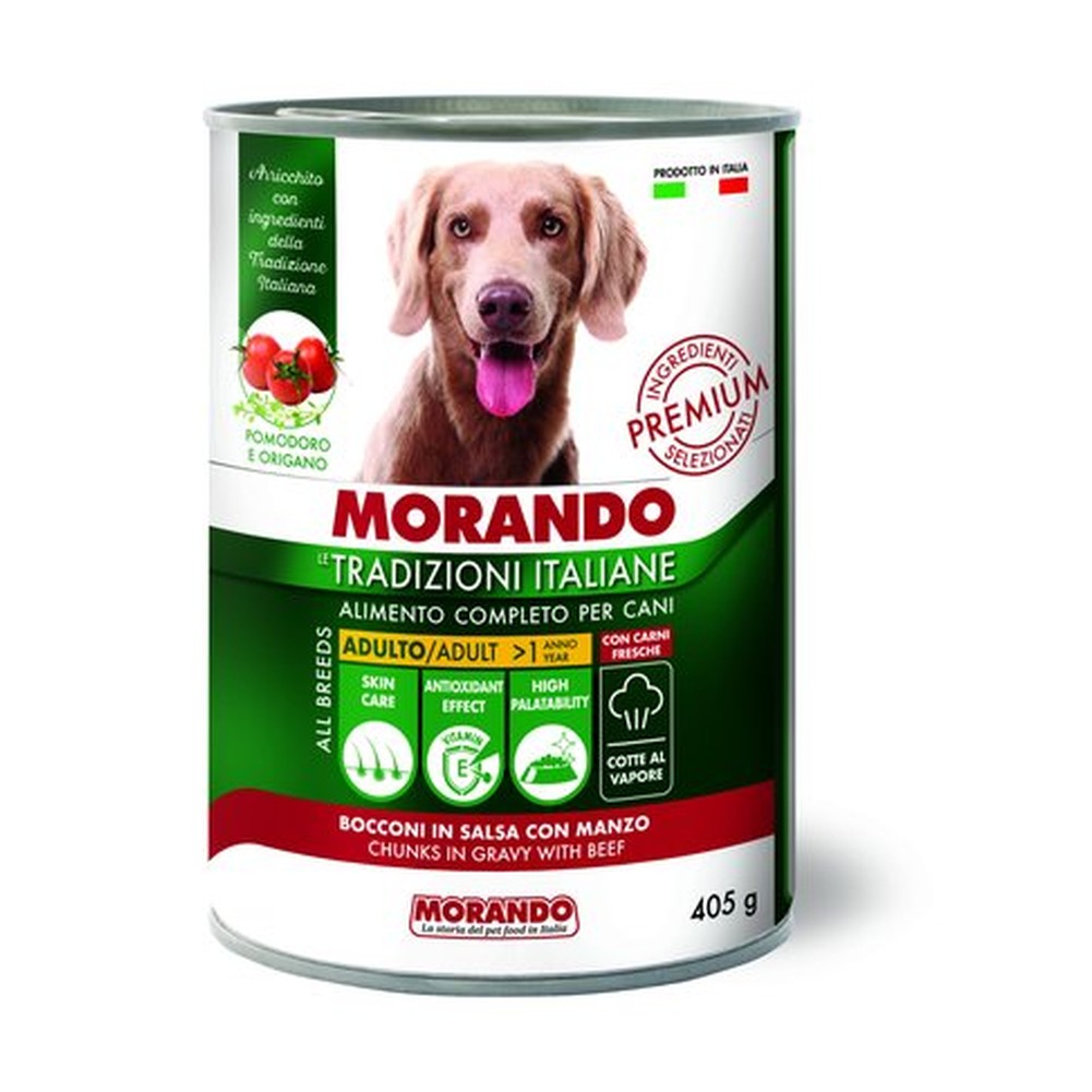 Alimento Umido Morando Le Tradizioni Italiane Adult Bocconi Manzo per Cani 24x405g 1