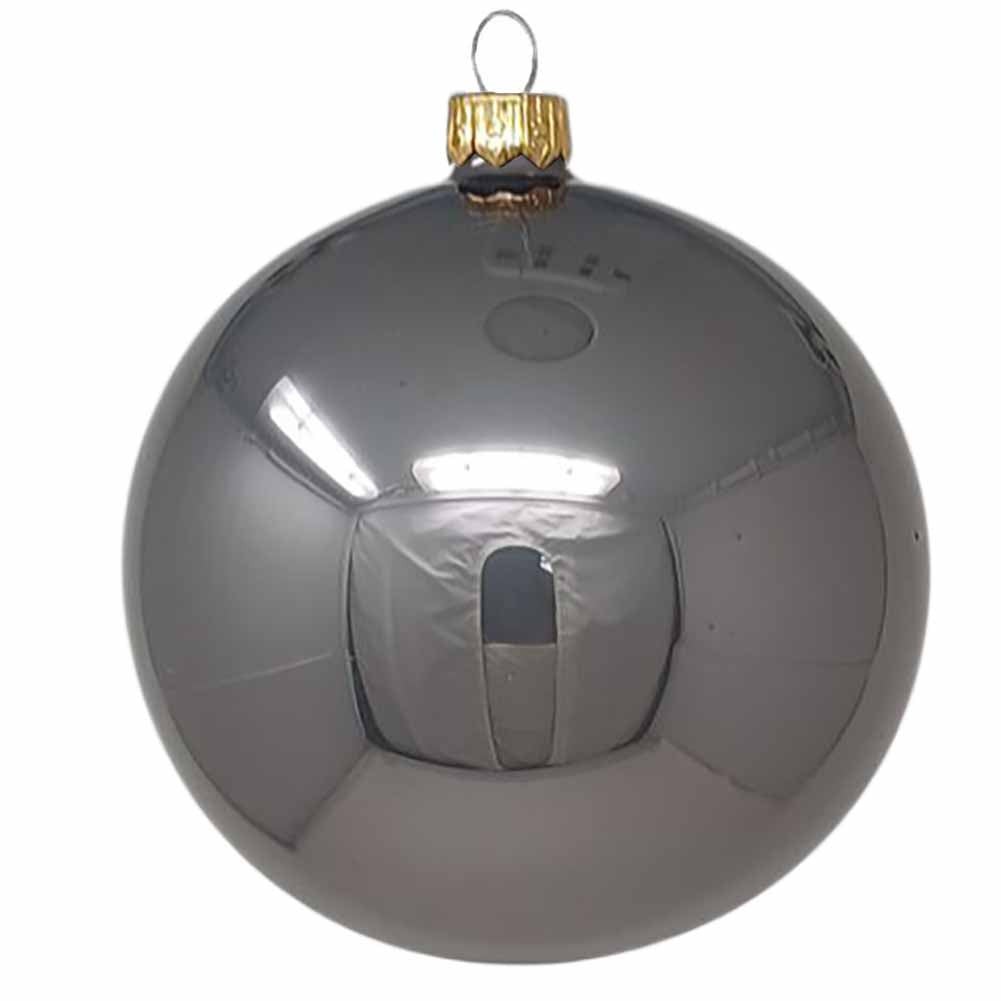 Pallina di Natale in vetro grigio smaltato 15cm 1