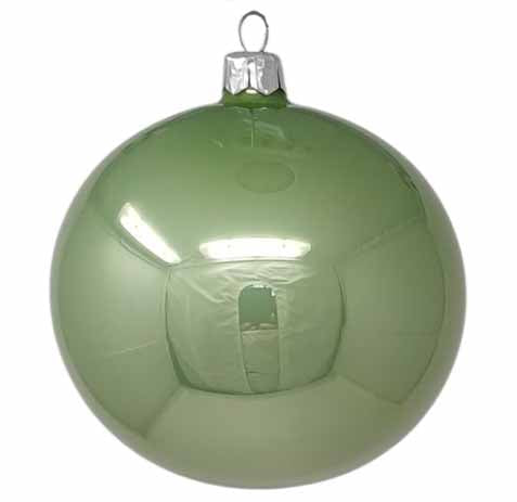 Pallina di Natale in vetro verde vischio smaltato 15cm 1
