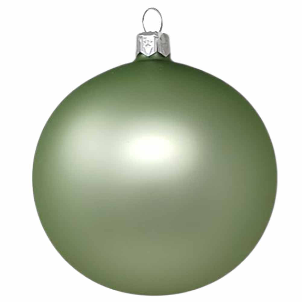 Pallina di Natale in vetro verde vischio opaco 15cm 1