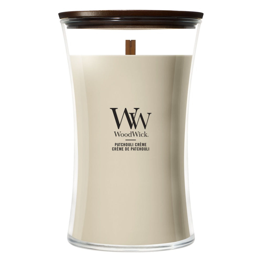 Candela Grande WoodWick Patchouli Crème 1