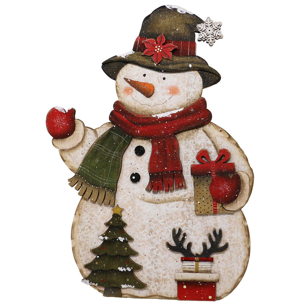 Babbo Natale o Pupazzo di neve in legno illuminati da led 42cm 1pezzo 3