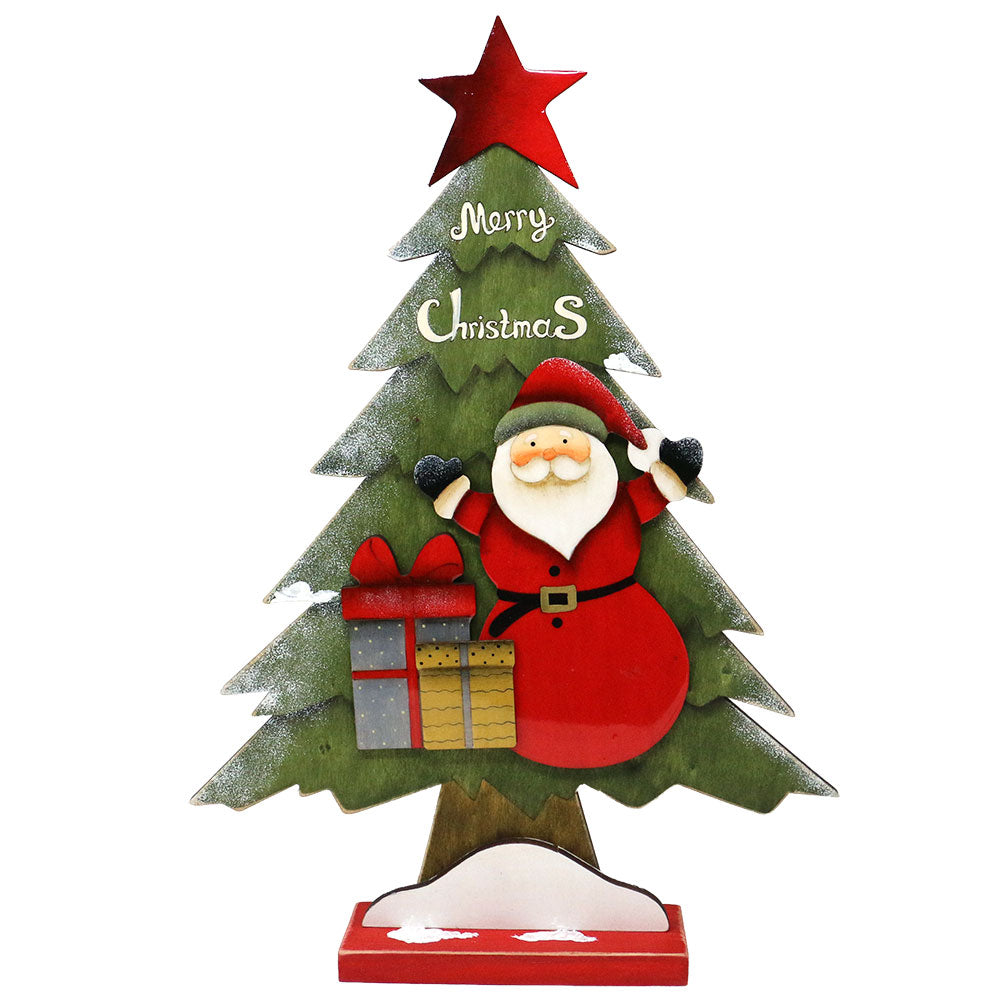 Sagoma a forma di abete illuminata con Babbo Natale o Pupazzo di neve 40cm 1pezzo 2
