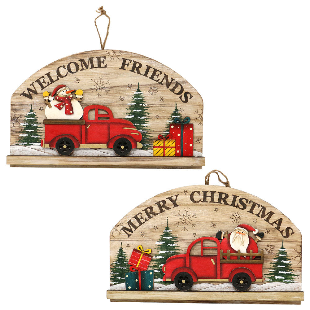 Fuoriporta in legno con camioncino 29x17,5cm 1pezzo 1