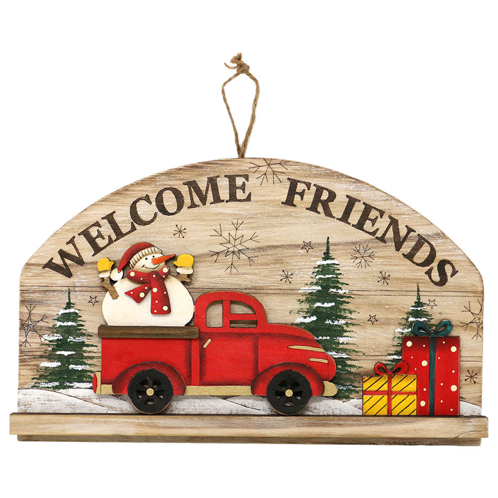 Fuoriporta in legno con camioncino 29x17,5cm 1pezzo 2