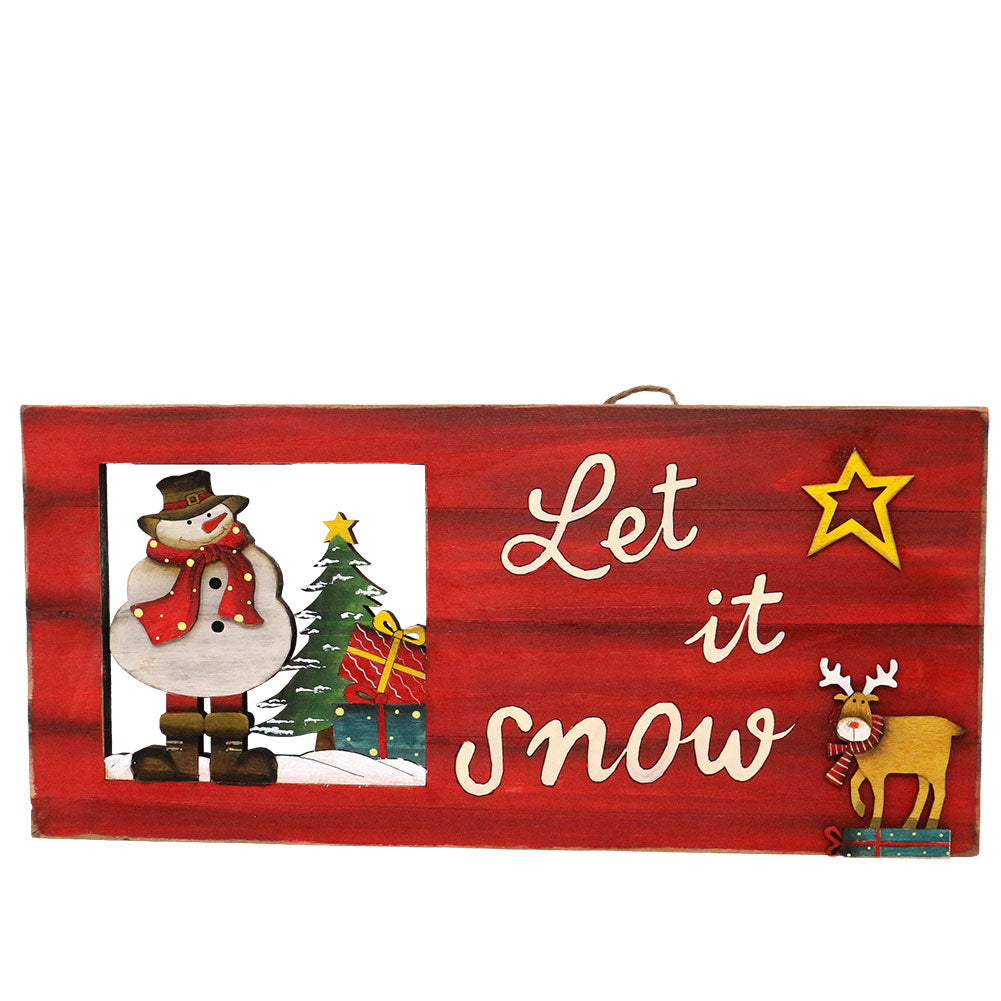 Fuoriporta in legno con Pupazzo di neve o babbo Natale 34x15,5cm 1pezzo 3