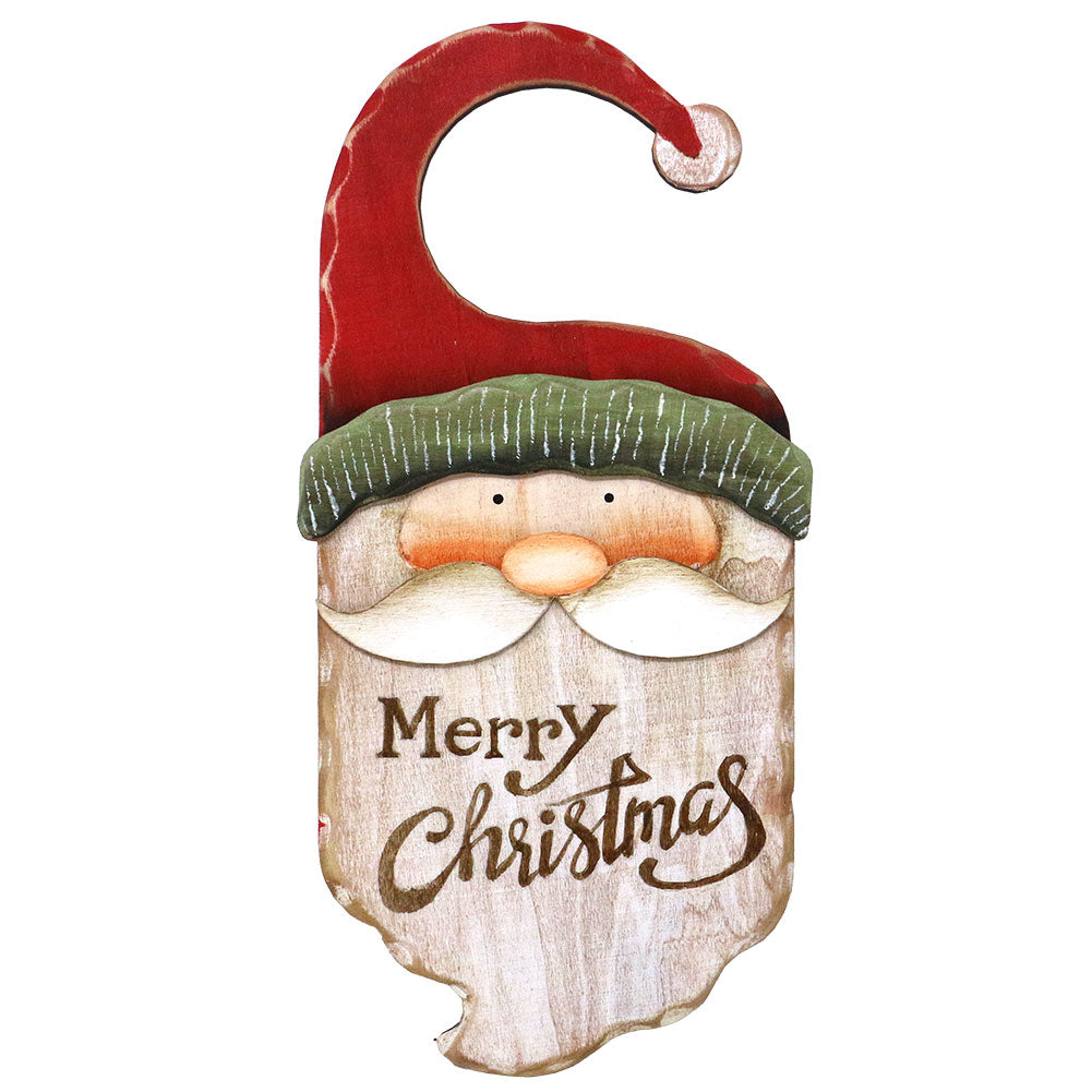 Fuoriporta in legno per maniglia con Babbo Natale 15x30,5cm 1pezzo 2