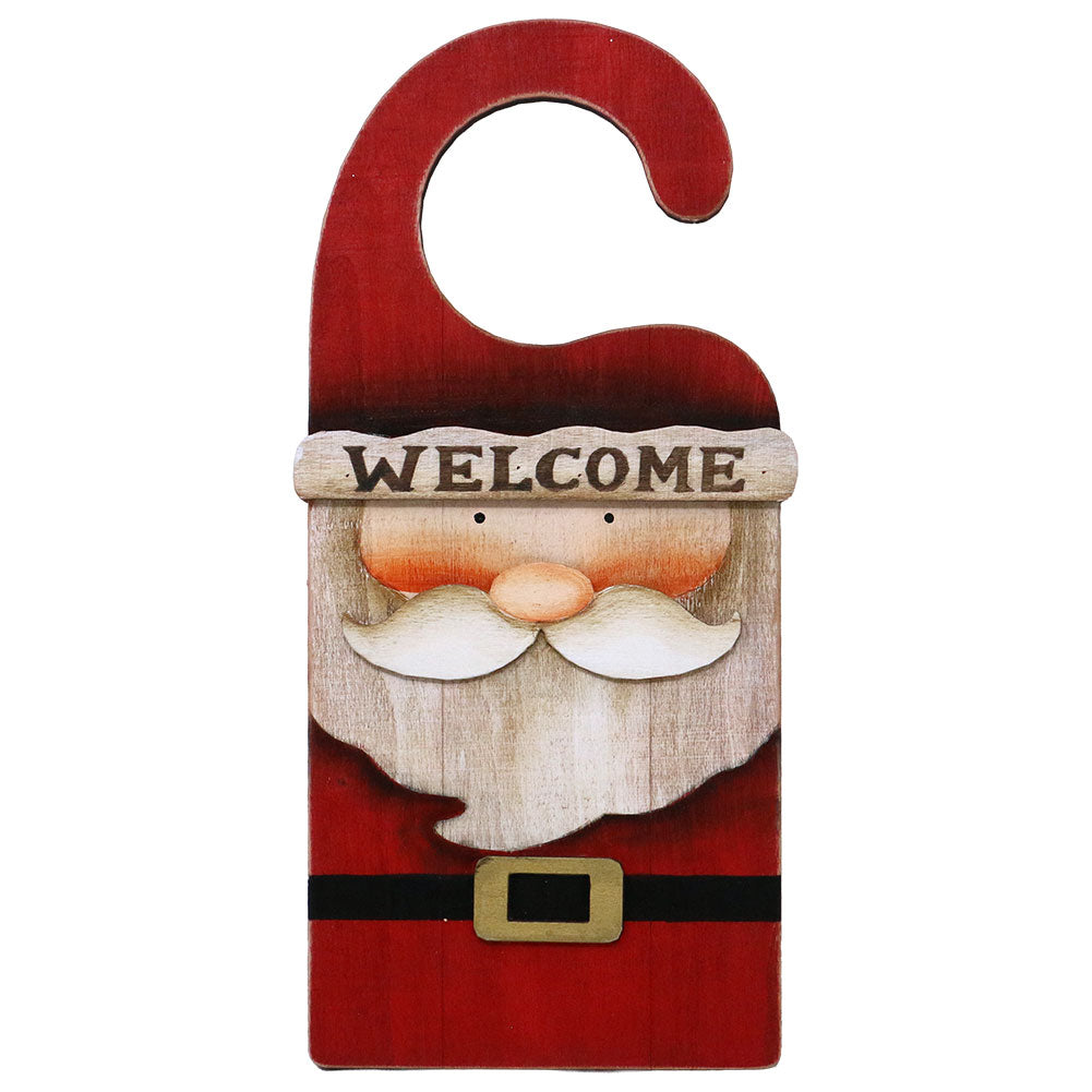 Fuoriporta in legno per maniglia con Babbo Natale 15x30,5cm 1pezzo 3