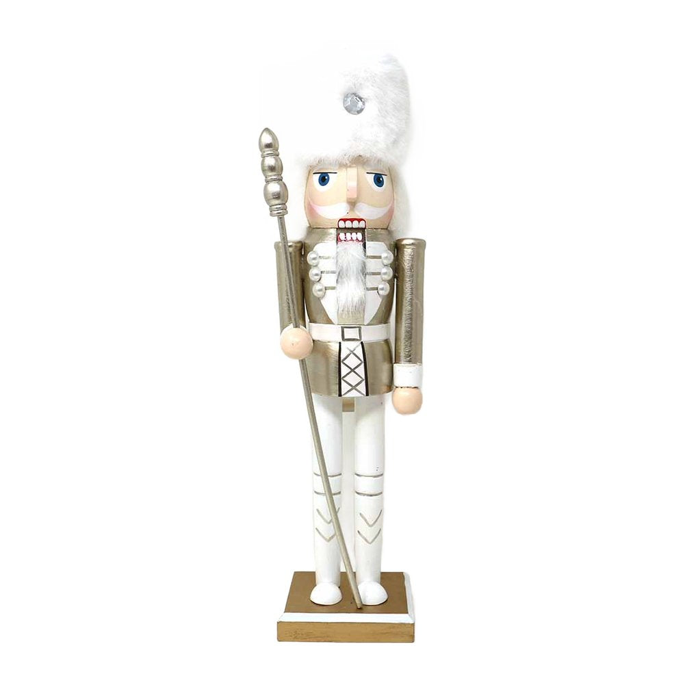 Soldatino schiaccianoci in legno bianco e oro We Love Christmas 60 cm assortito 2