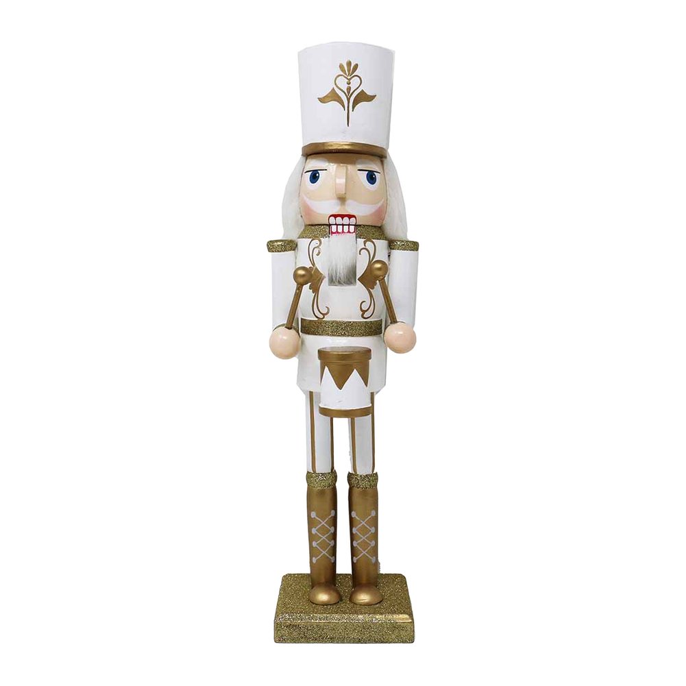 Soldatino schiaccianoci in legno bianco e oro We Love Christmas 60 cm assortito 9