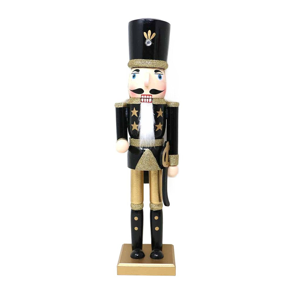 Soldatino schiaccianoci in legno nero e oro We Love Christmas 60 cm assortito 6