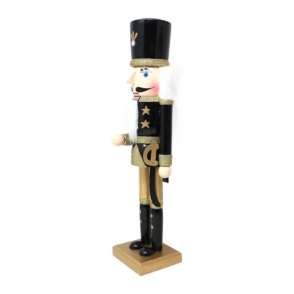 Soldatino schiaccianoci in legno nero e oro We Love Christmas 60 cm assortito 7