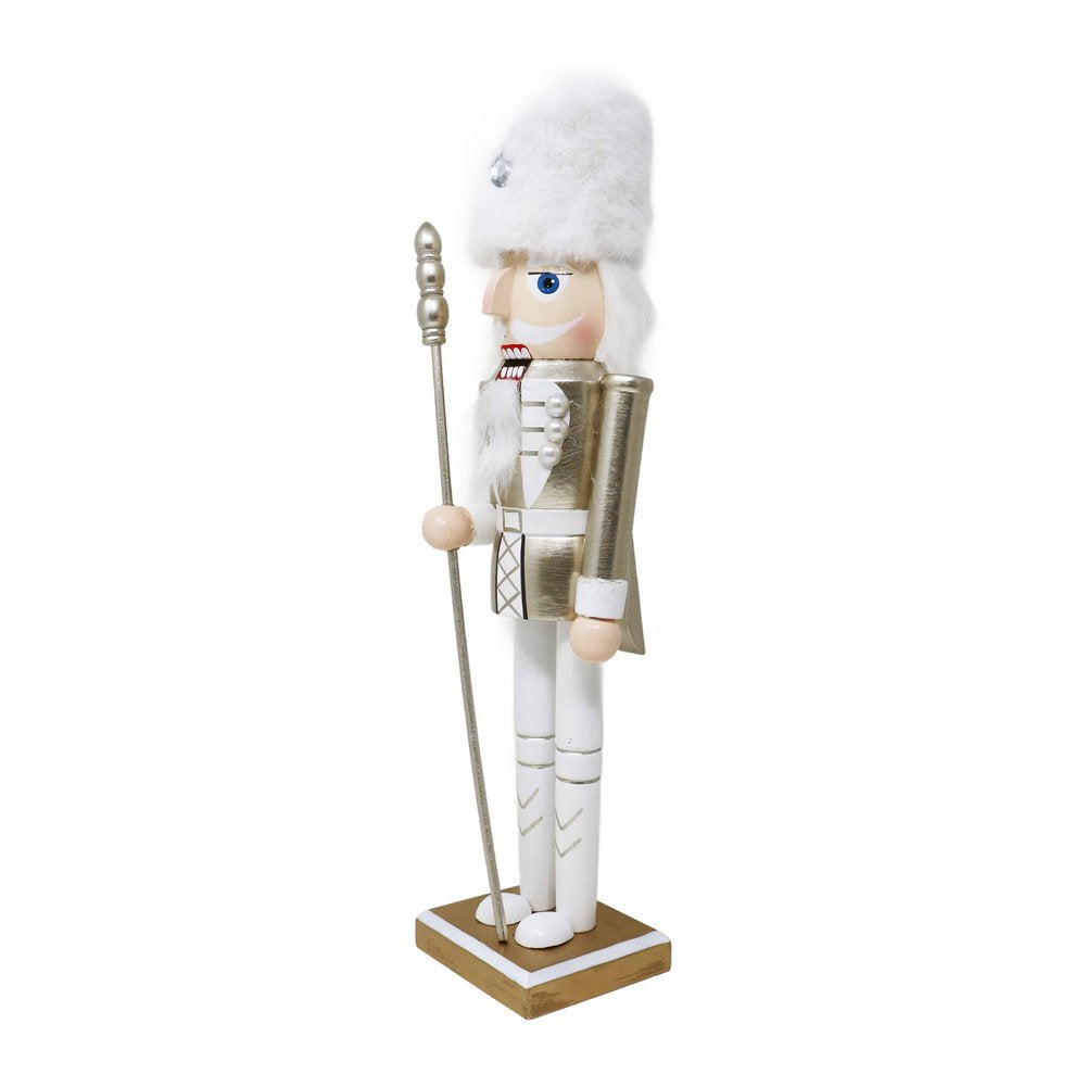 Soldatino schiaccianoci in legno bianco e oro We Love Christmas 38 cm assortito 3