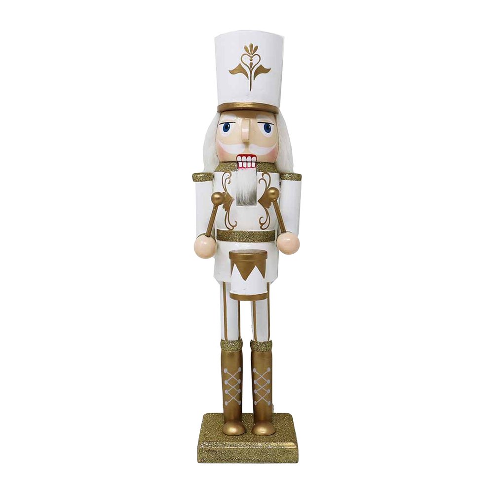 Soldatino schiaccianoci in legno bianco e oro We Love Christmas 38 cm assortito 9