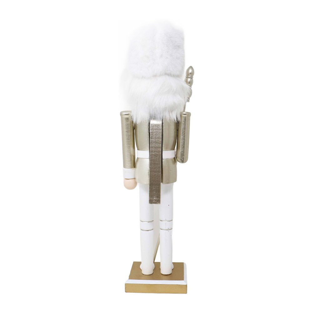 Soldatino schiaccianoci in legno bianco e oro We Love Christmas 30 cm assortito 5