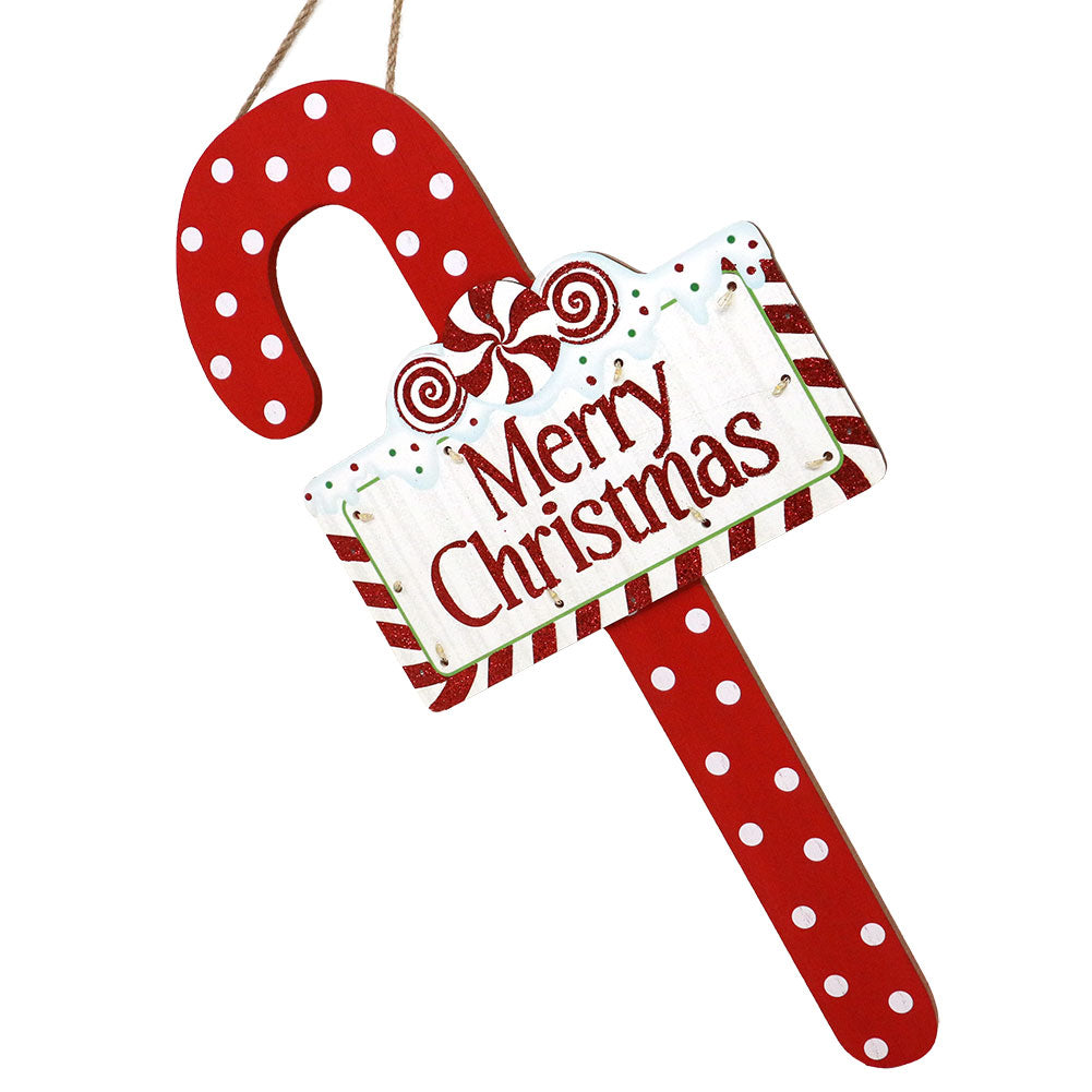 Bastone candy natalizio con scritta Merry Christmas e luci 24x48cm 1