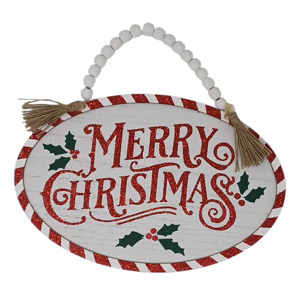 Quadretto ovale natalizio con scritta Merry Christmas 30x20cm 1