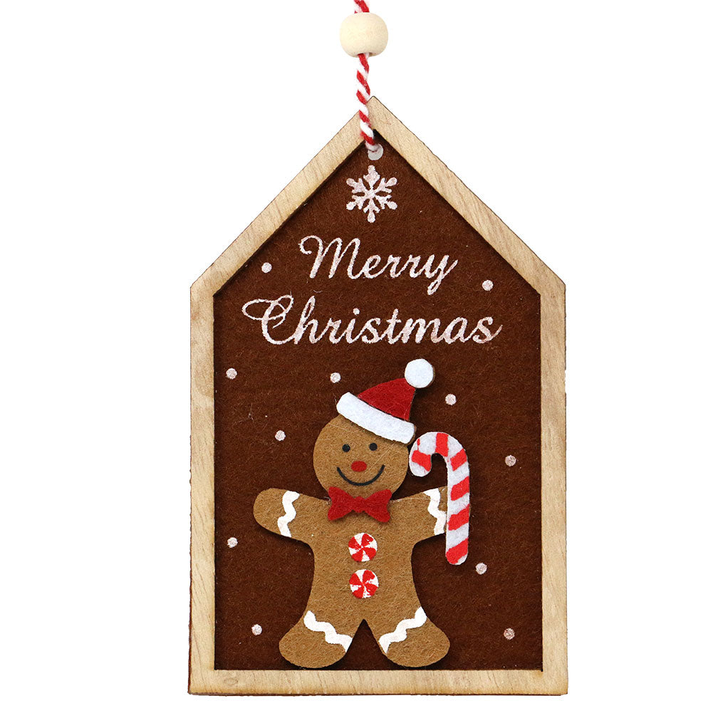 Casetta in panno e legno stile Gingerbread assortita 12,5x8cm 1 pezzo 3