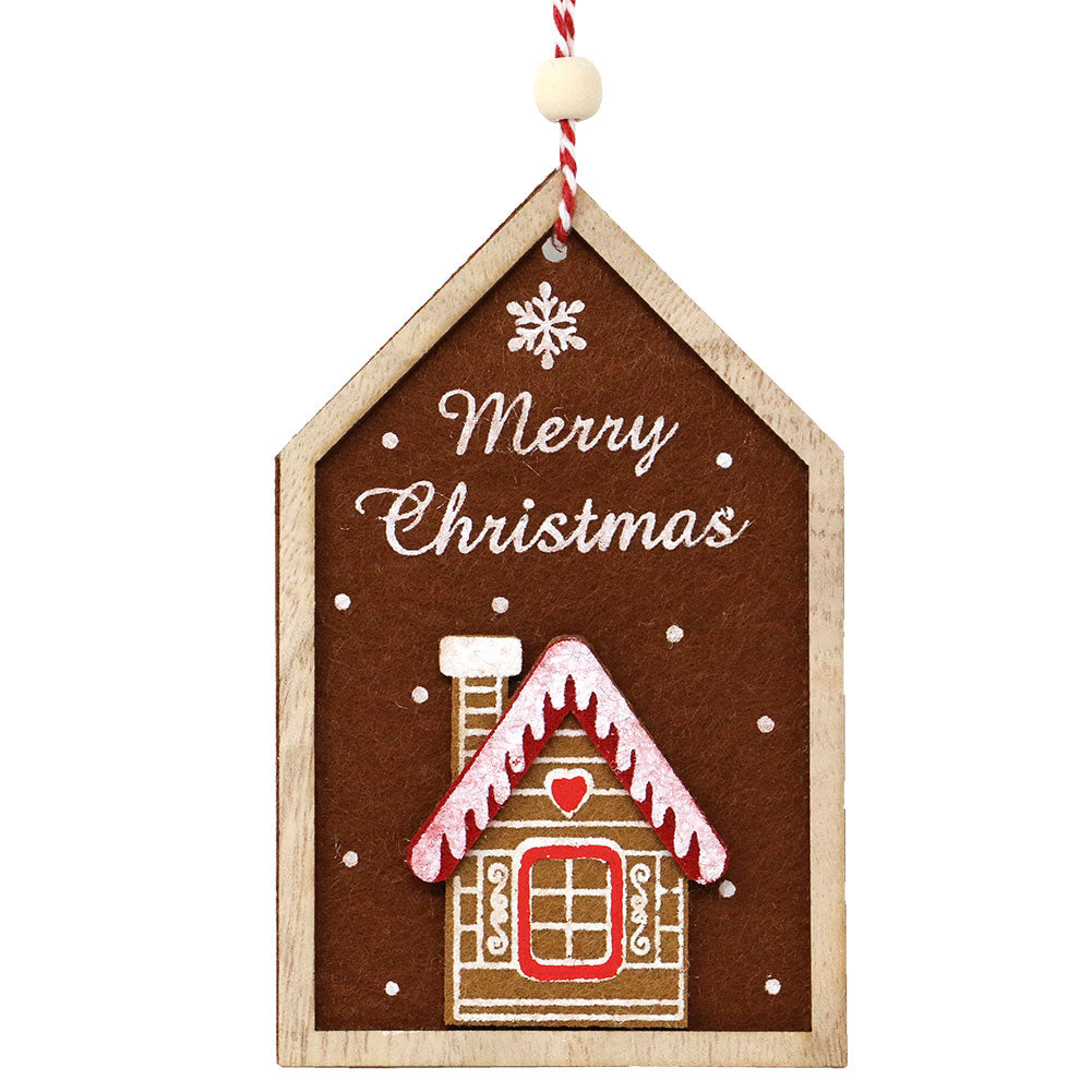 Casetta in panno e legno stile Gingerbread assortita 12,5x8cm 1 pezzo 4